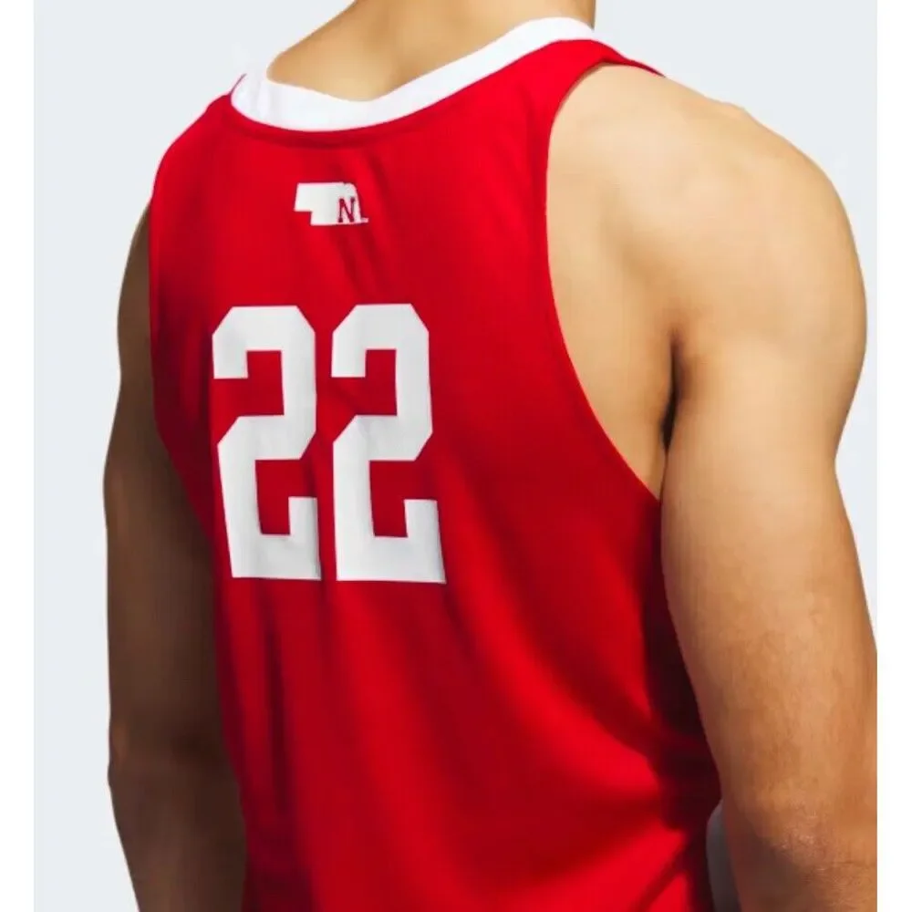 Adidas Nebraska Cornhuskers Swingman Basketball‎ Jersey Red HG8874 Men's Size M